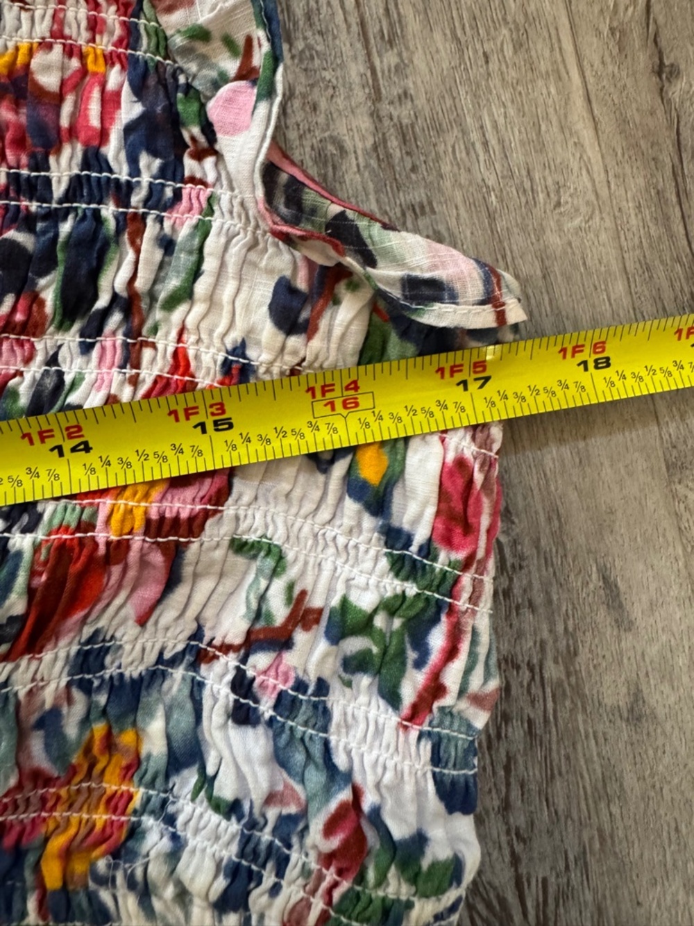 By Anthropologie Floral Smocked Mini Dress | Size M Ruffle cotton Multicolor - Picture 8 of 9